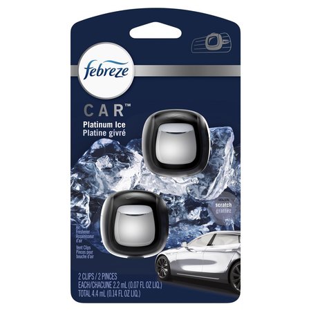 FEBREZE Car Platinum Ice Scent Vent Clip 0.07 oz Liquid , 2PK 01051